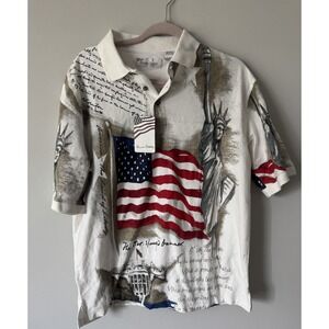 American Summer Cotton‎ Shirt Men's Large  Flag USA 4th Of July Independence NWT